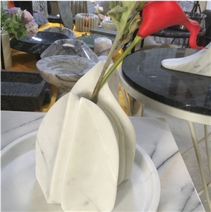 calacatta luna marble carving flower vase home decor vase